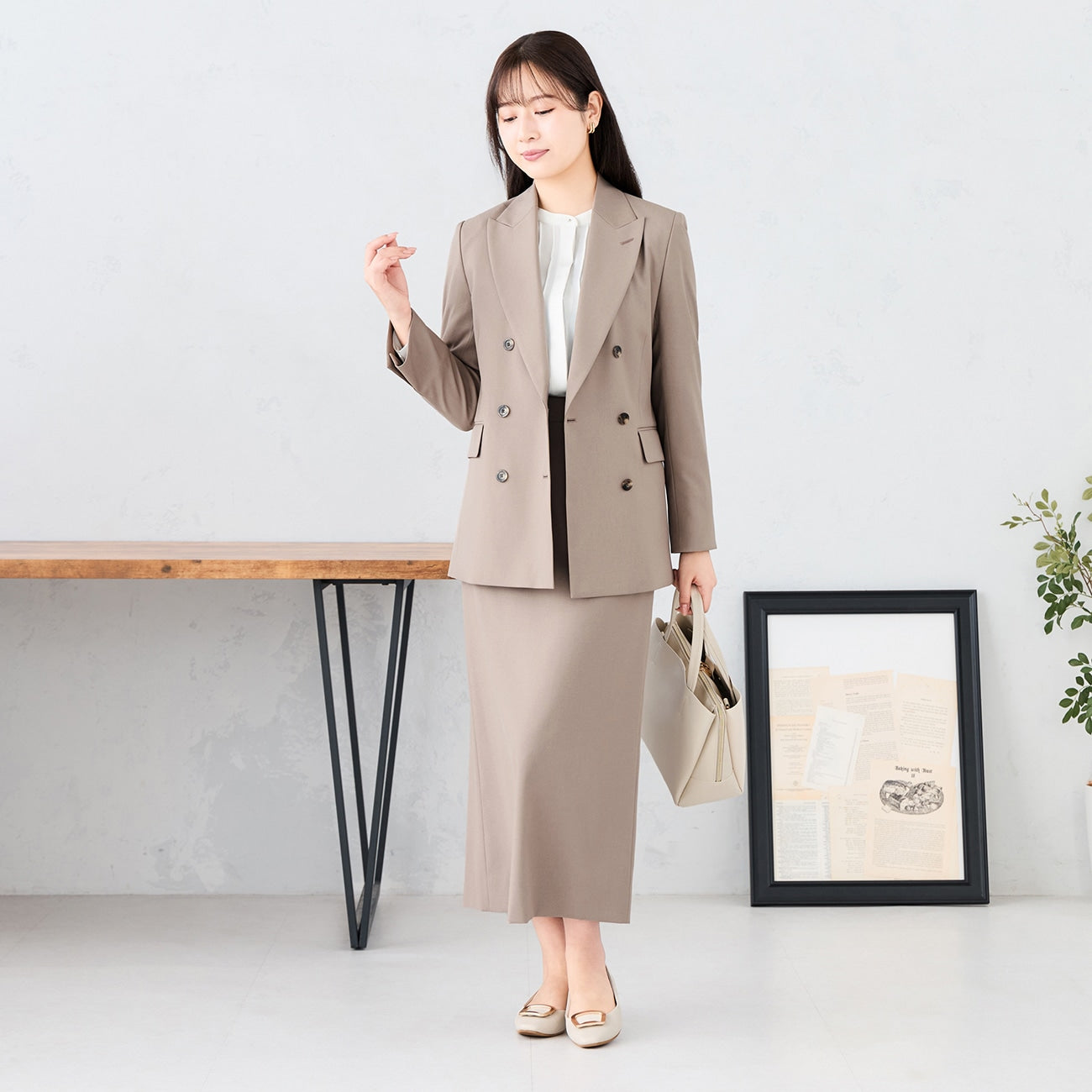 Stretch Bright Twill Double-Breasted Jacket - Navy [A02_G261L530