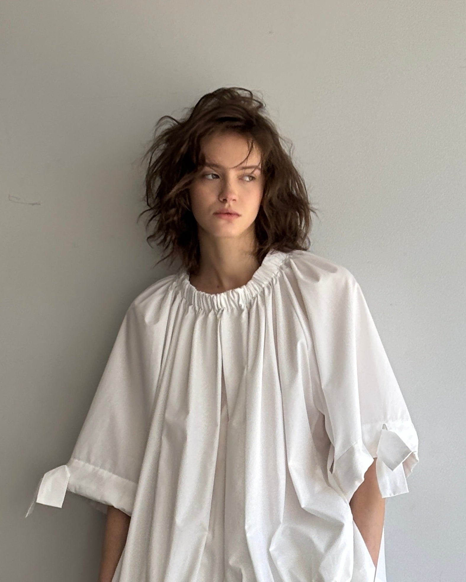gather blouse White – ALLLOU