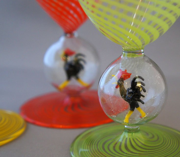 ビミニ「にわとりワイングラス マドラー付き」《アンティックかとう》