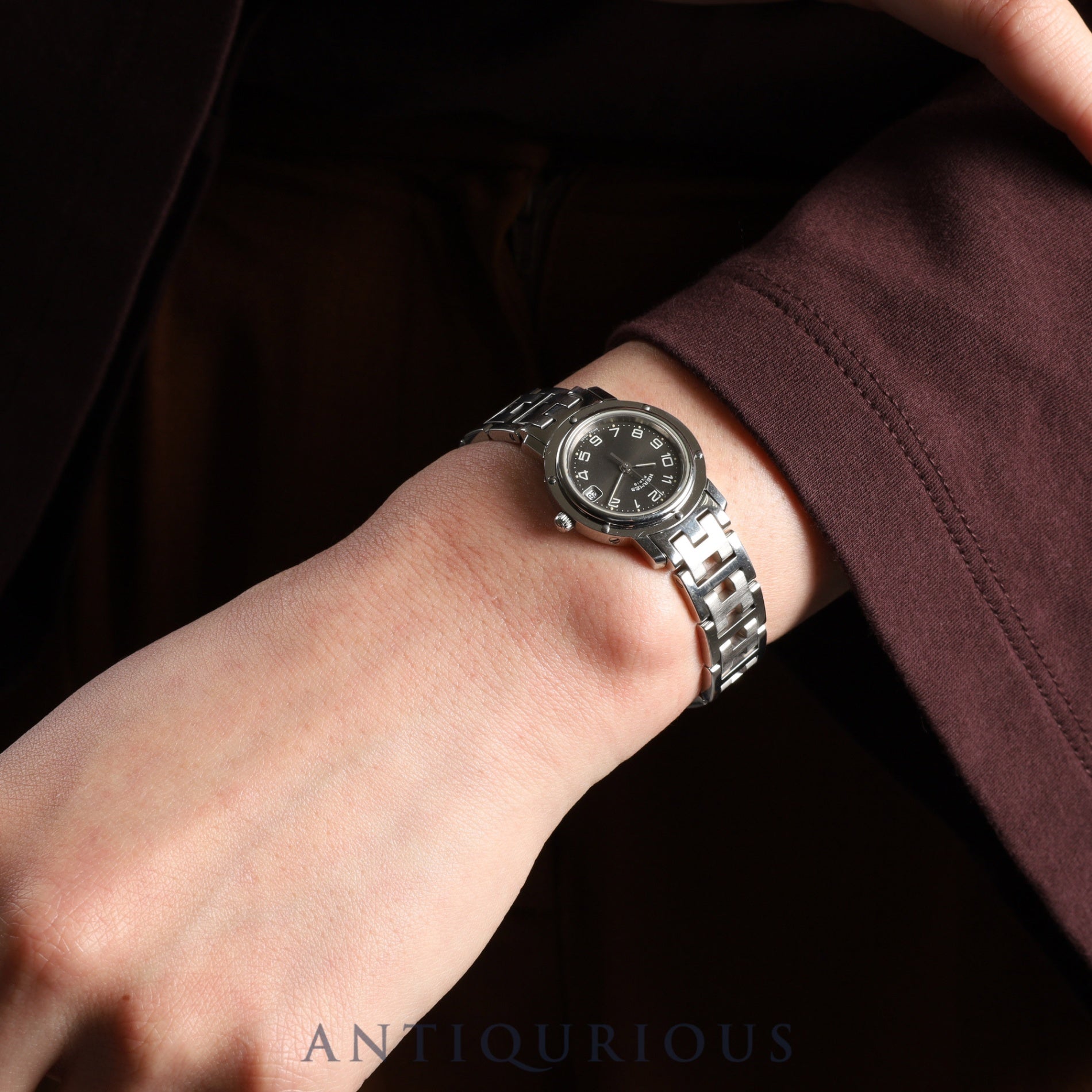 エルメス クリッパー CL4.210 クォーツ SS SS グレーアラビア文字盤