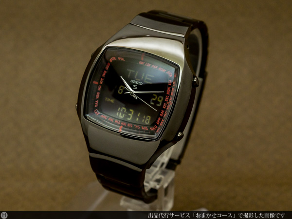 セイコー メンズ R-SUS デジアナ クオーツ ワールドタイム 精悍な