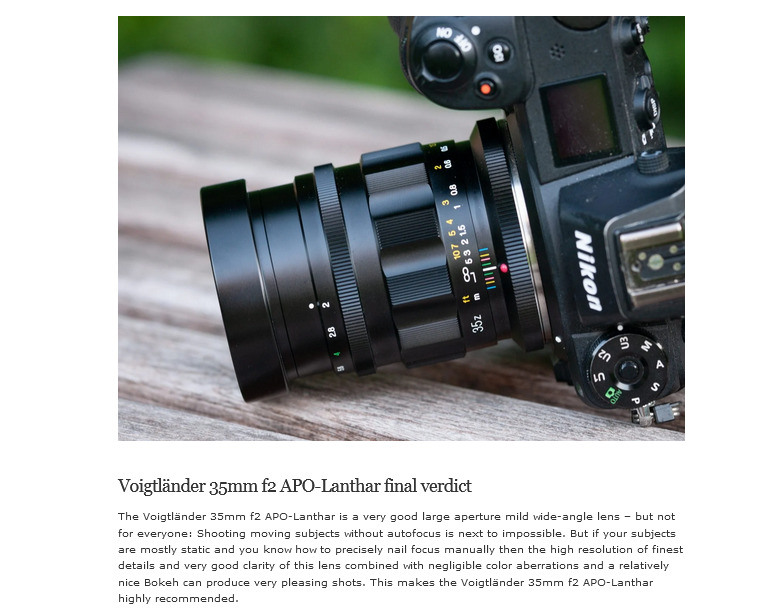 美品』APO-LANTHAR 35mmF2 Aspherical Eマウント フォクトレンダー史上