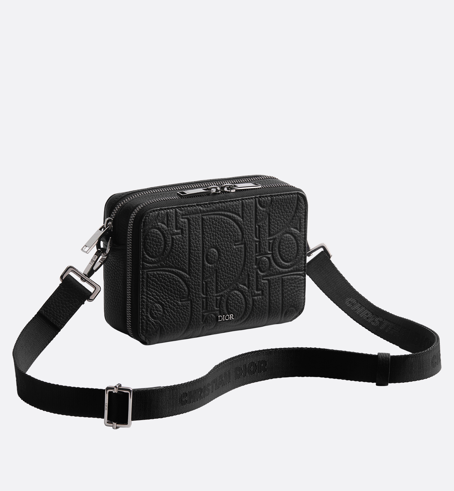 Zipped Pouch with Strap Black Dior Gravity Leather | DIOR
