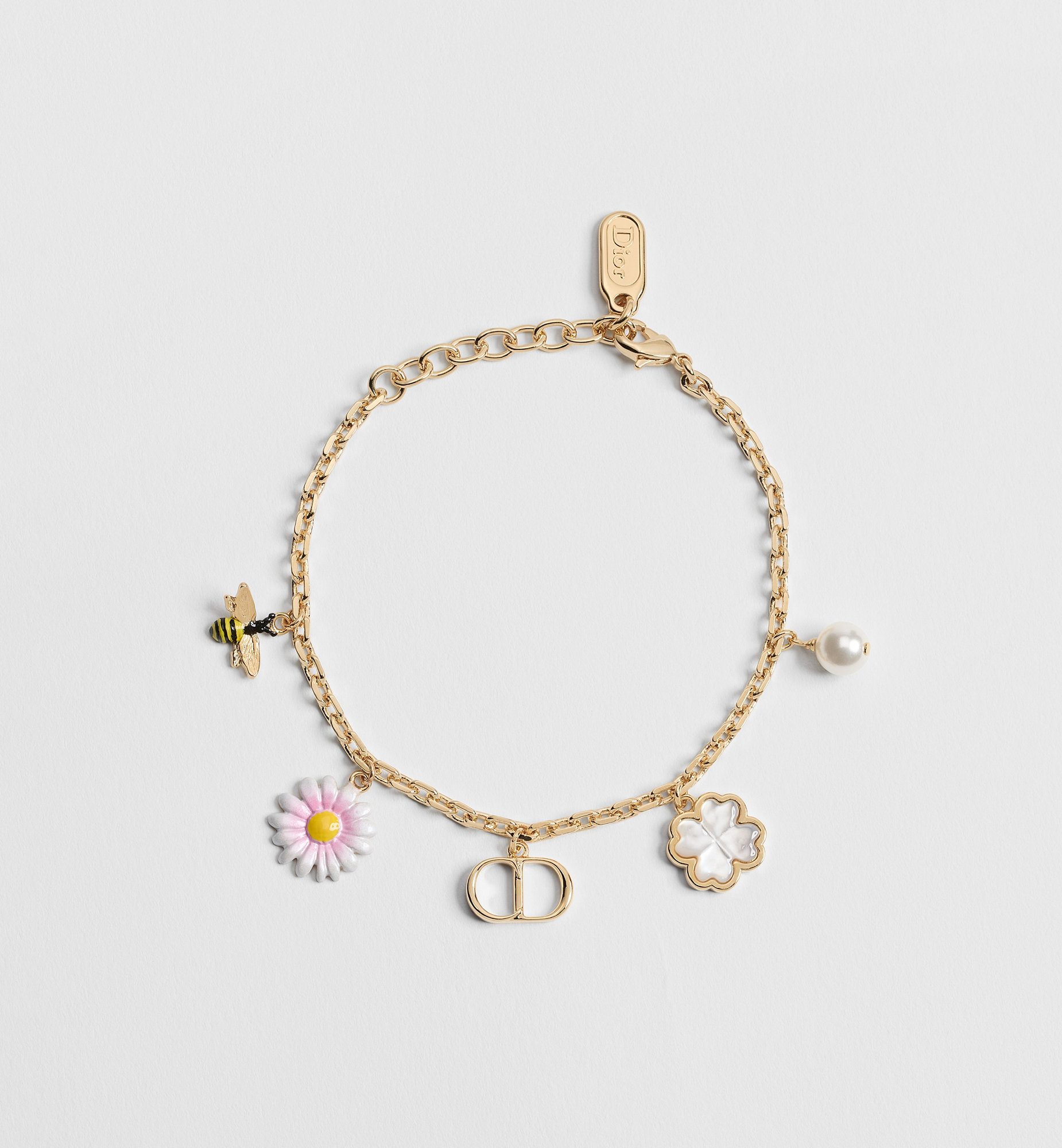 CD Garden Bracelet Gold-Finish Metal, White Resin Pearl, Mother-of