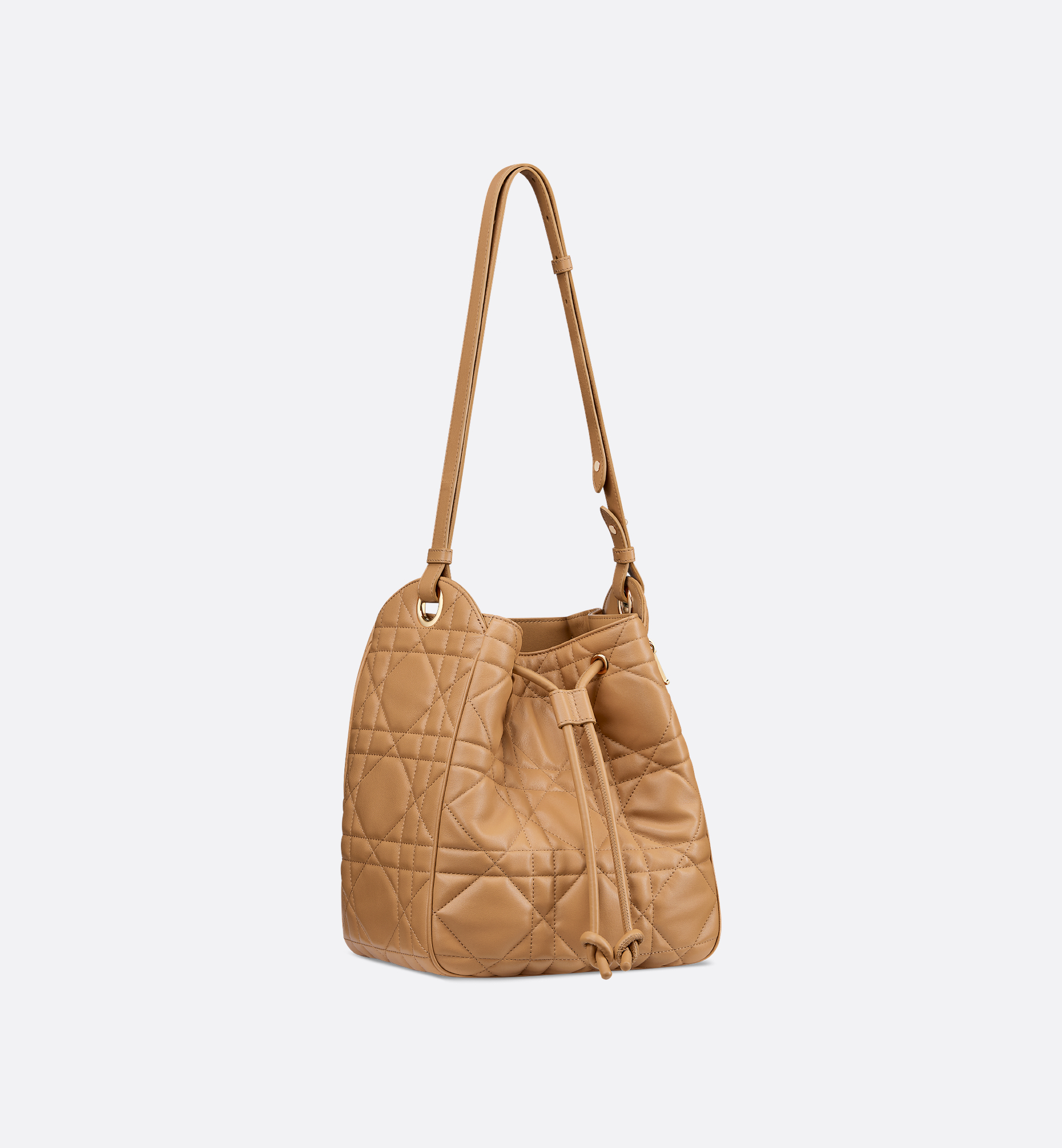 Medium D-Motion Bag Light Gold-Tone Macrocannage Lambskin | DIOR