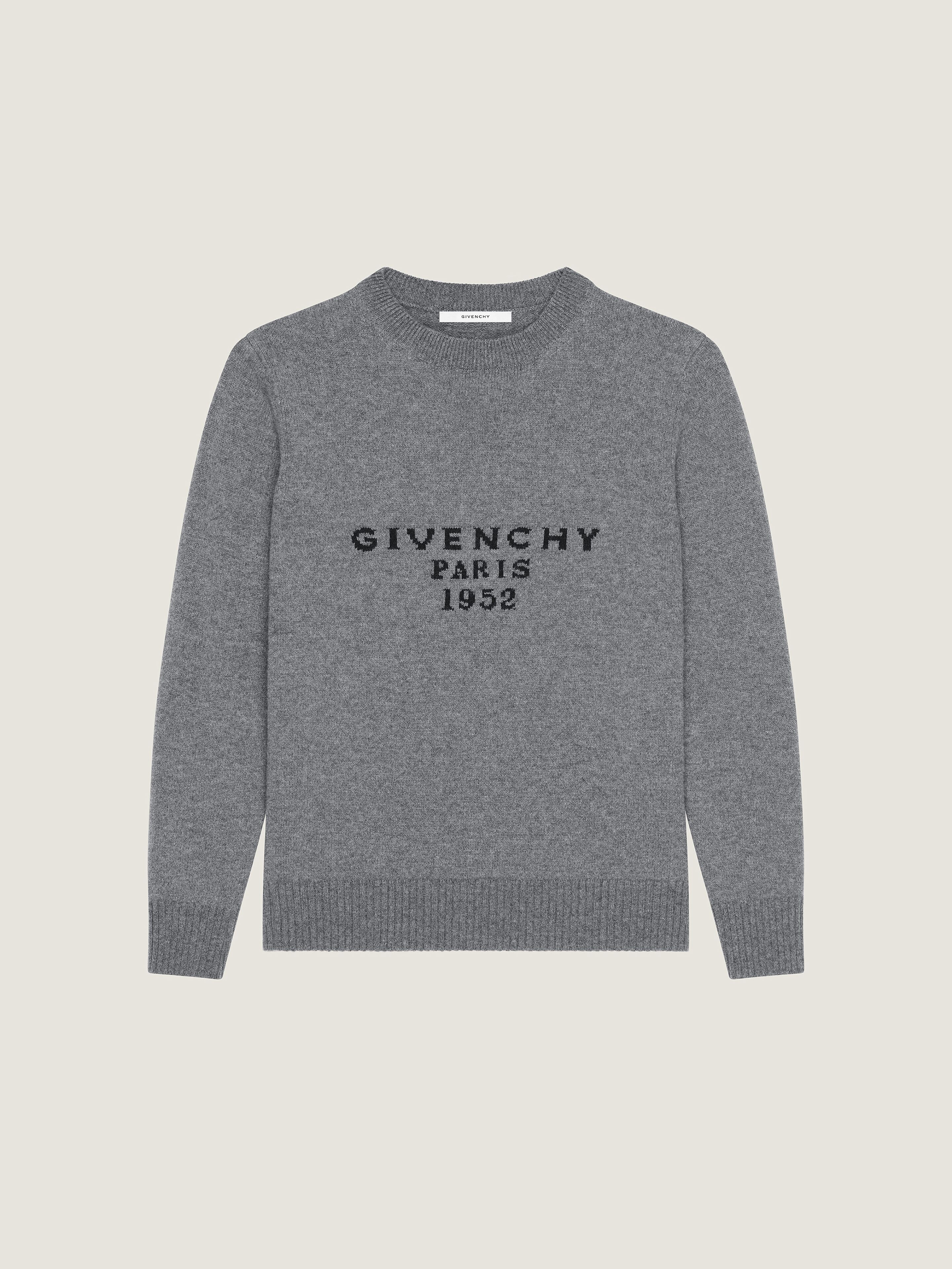 Sweater in wool cashmere with GIVENCHY signature - slate blend in
