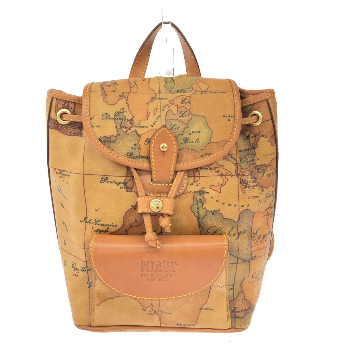 PRIMA CLASSE プリマクラッセ ミニリュック 地図柄/PVC×レザー
