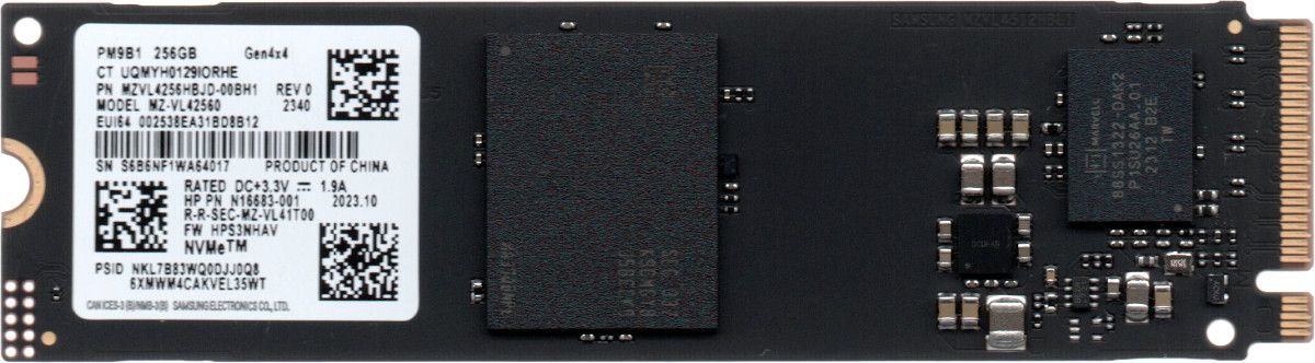 使用時間：2時間・電源投入：17回／Samsung OEM 256GB M.2 2280 NVMe