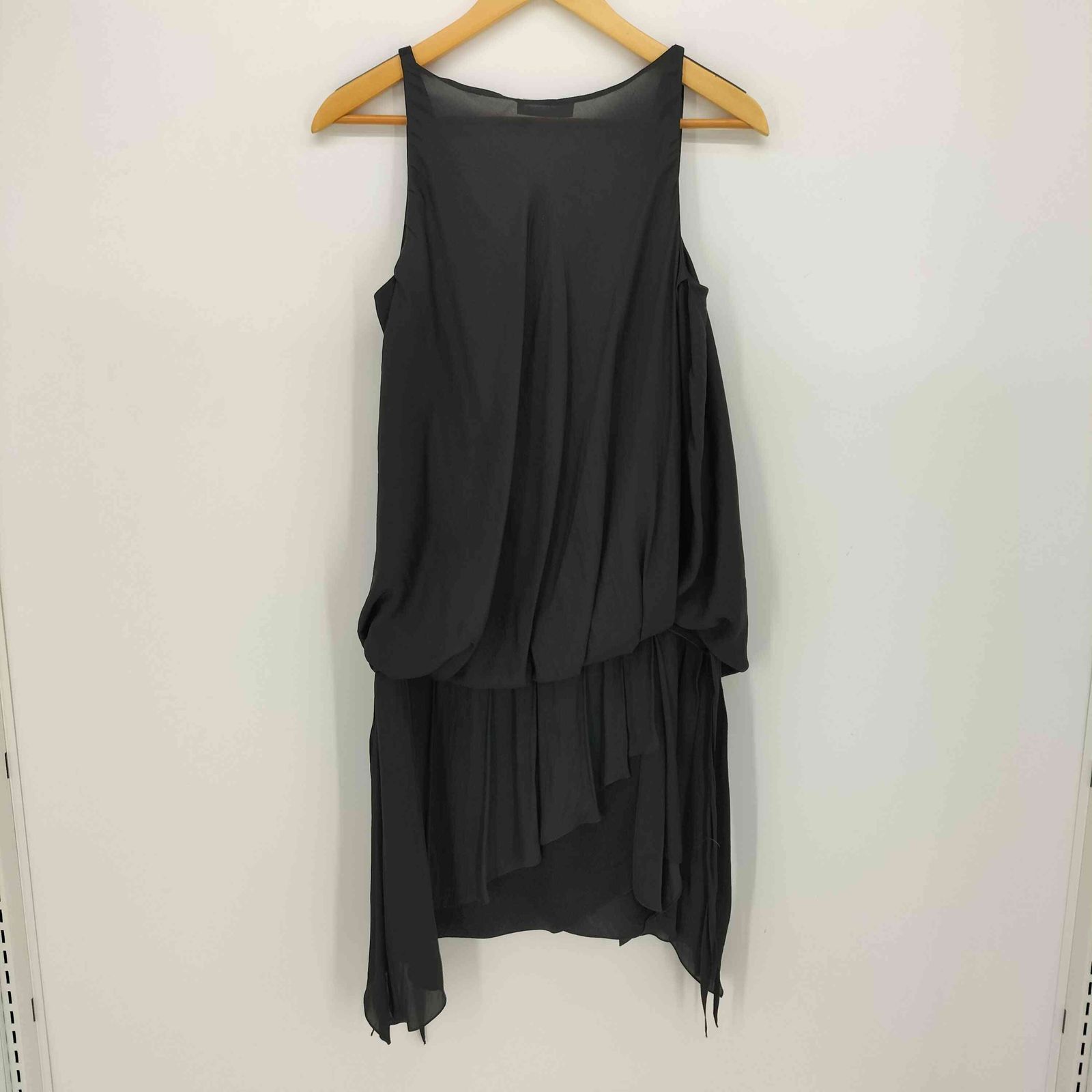 ニナリッチ NINA RICCI サテン ドレープ ノースリーブ ワンピース