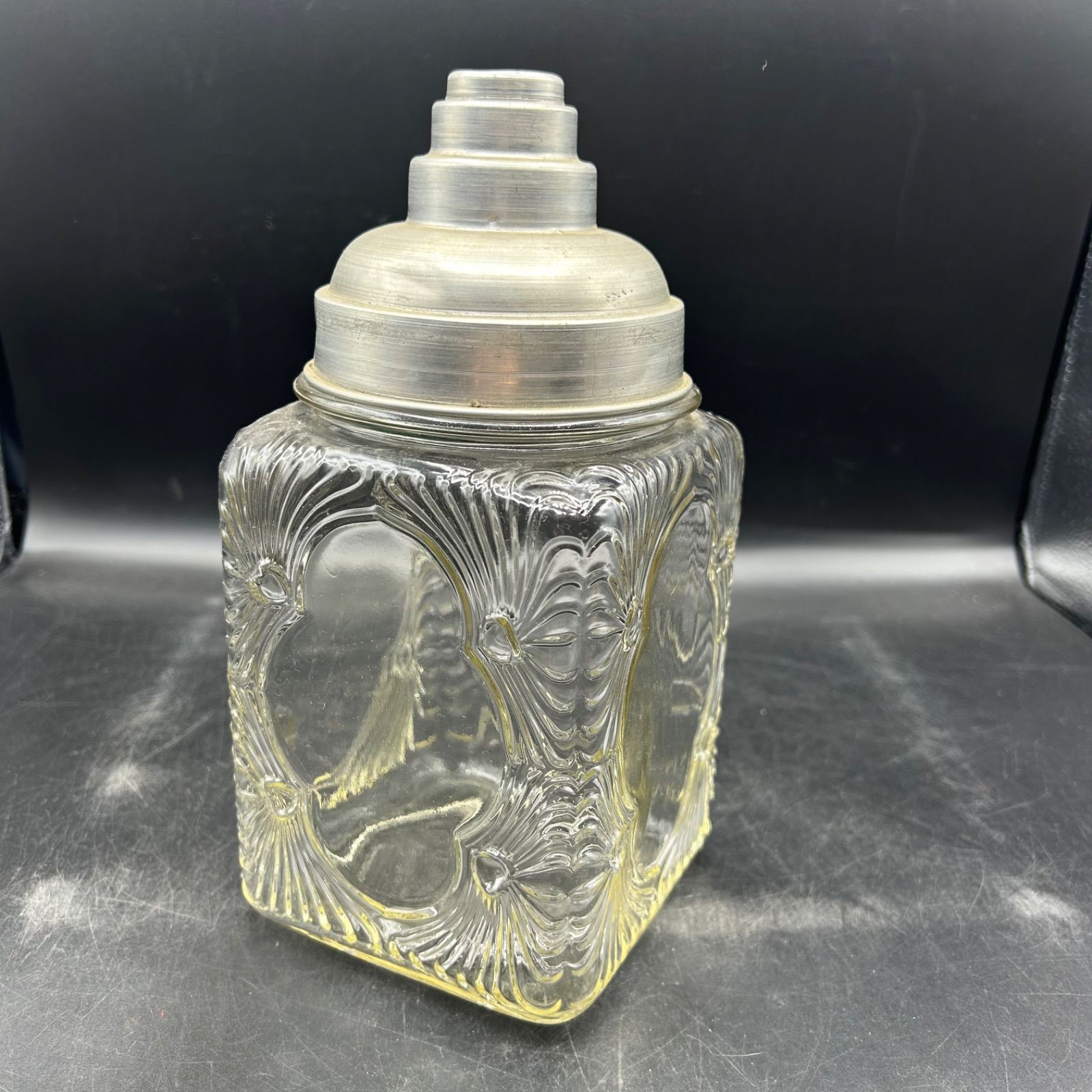 昭和レトロ お菓子瓶 ガラス あめや瓶 アルミ蓋 駄菓子 当時物