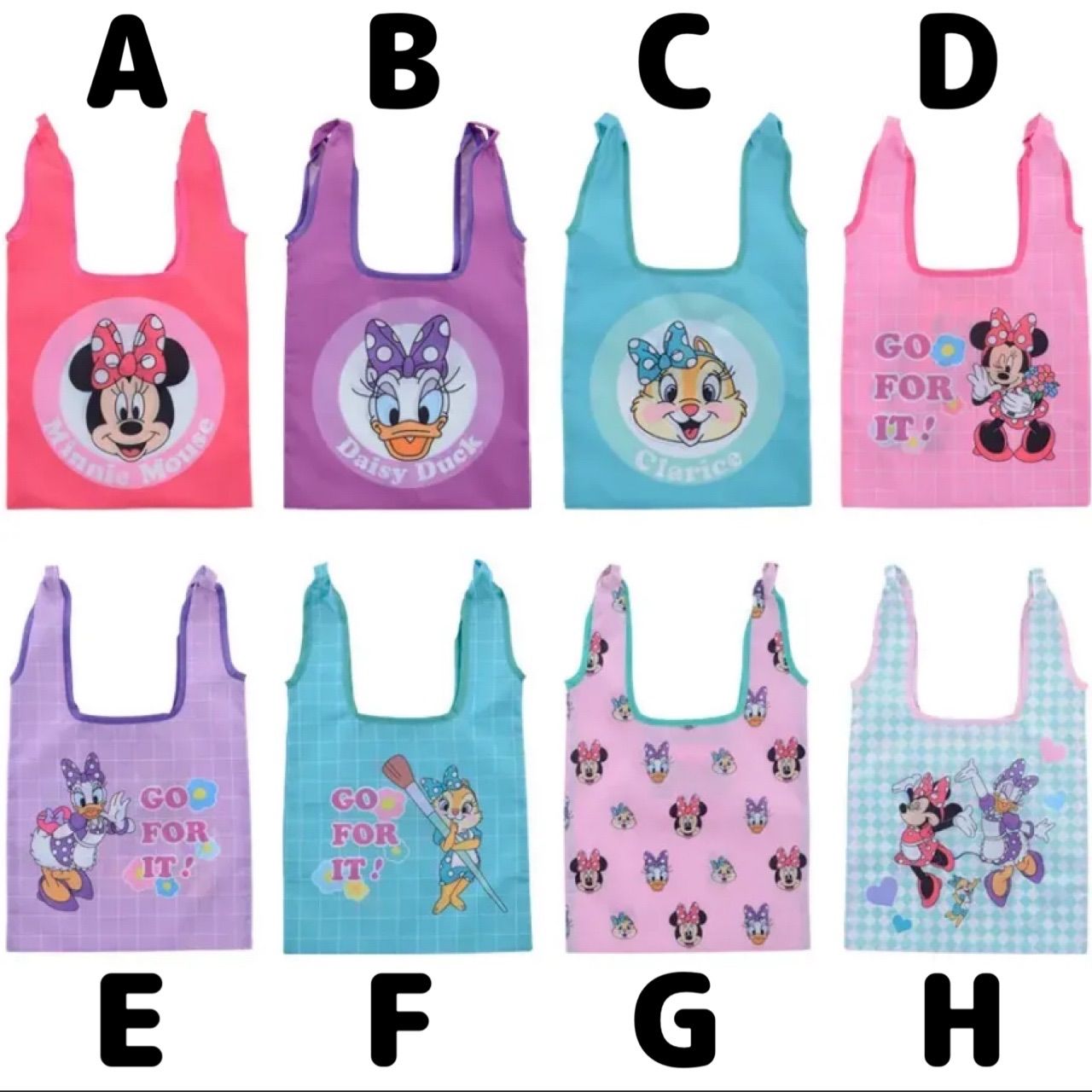ミニーマウス＆デイジーダック&クラリス エコバッグ GO FOR IT