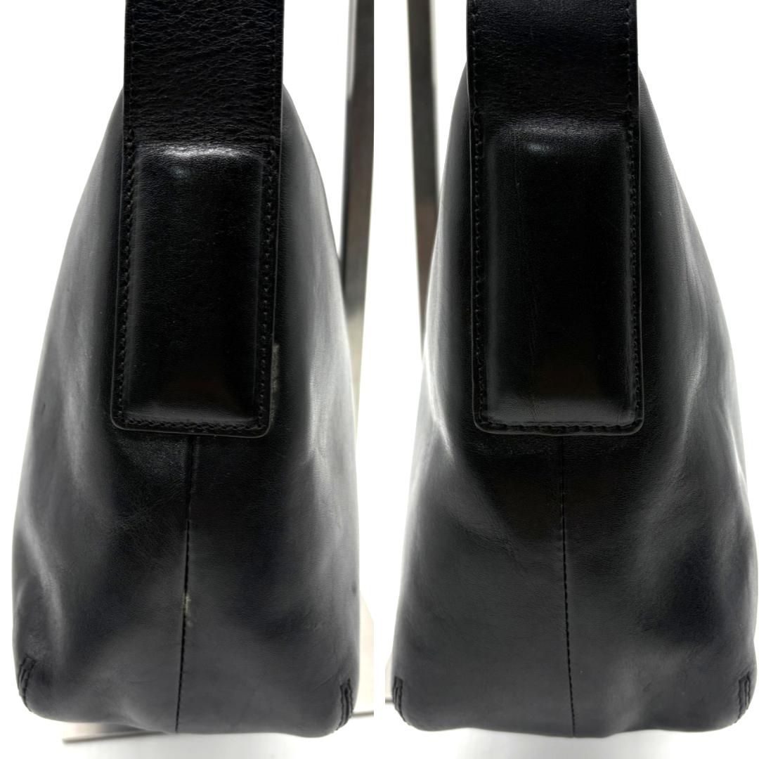 ヒロフ HIROFU レザー ショルダーバッグ ブラック ワンショルダー H