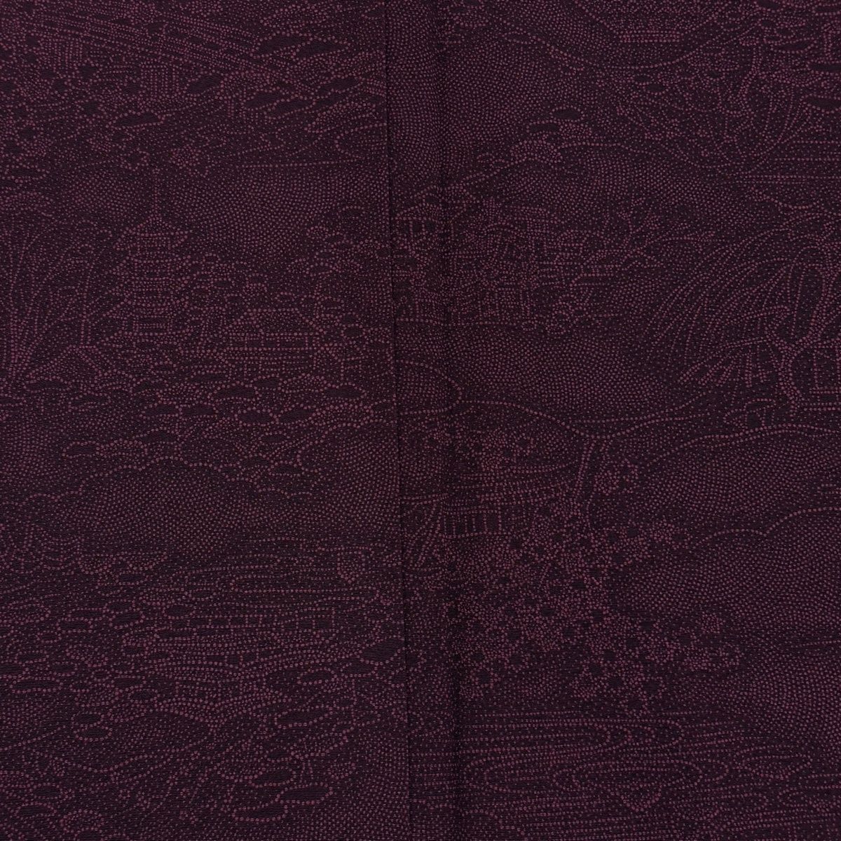 美品】 江戸小紋 身丈164cm 裄丈64cm M 袷 六谷博臣 落款 建物 橋 紫