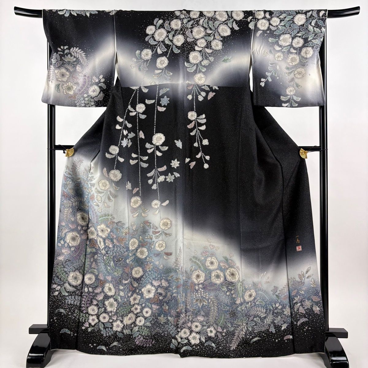 訪問着 身丈168cm 裄丈68cm L 袷 吉乃一廉 落款 辻が花 銀通し ぼかし