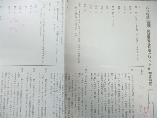 SAPIX 小6 サピックス SS特訓 慶應普通部対策プリント01～09 国語 【計