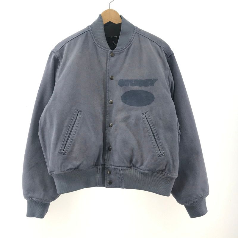 中古品】 STUSSY ステューシー GHOST LOGO CANVAS VARSITY JACKET