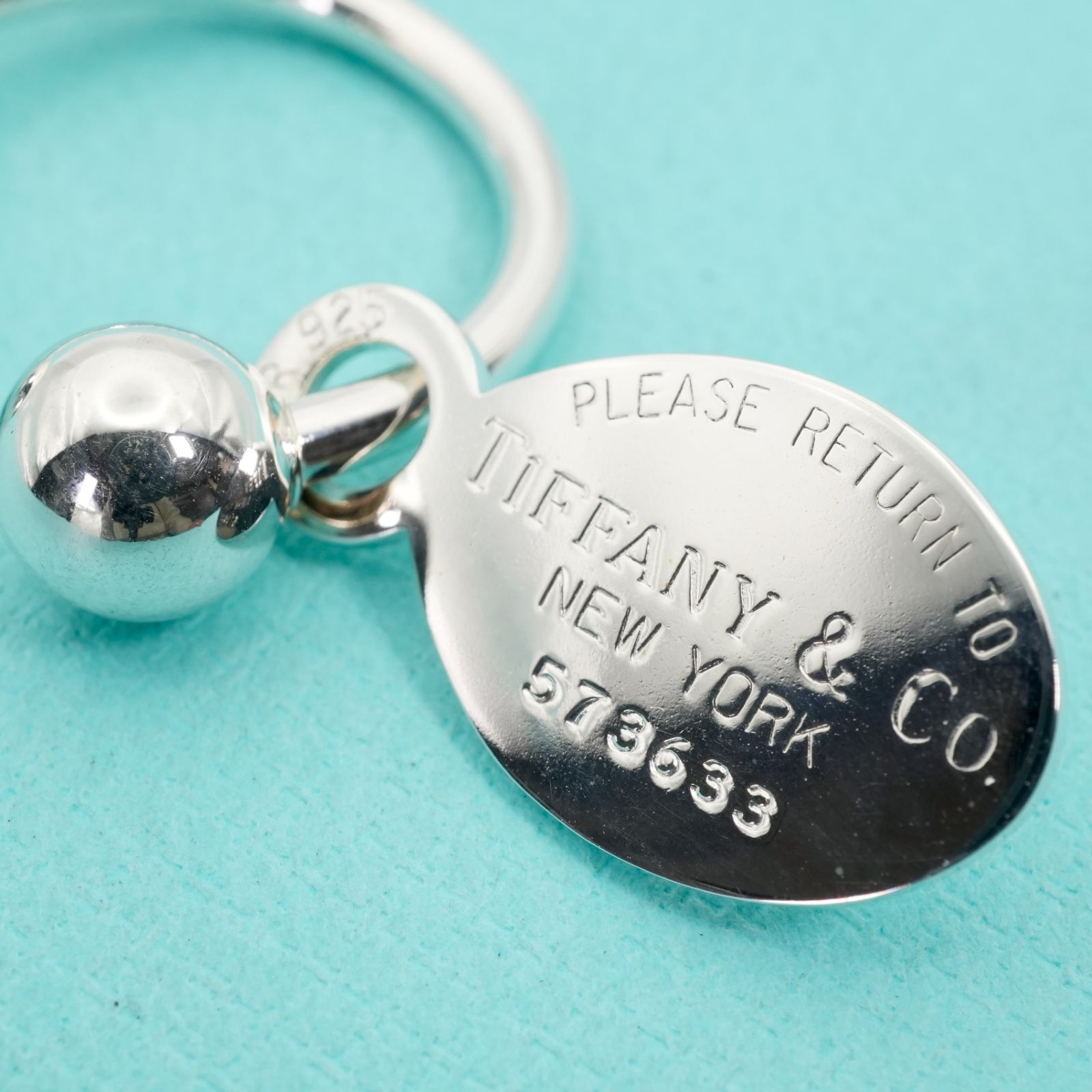 極美品 ティファニー オーバルタグ シルバー925 キーホルダー/25-3090