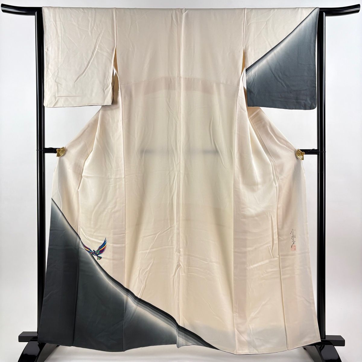 付下げ 身丈161.5cm 裄丈63.5cm S 袷 斉藤三才 落款 三才鳥 ぼかし