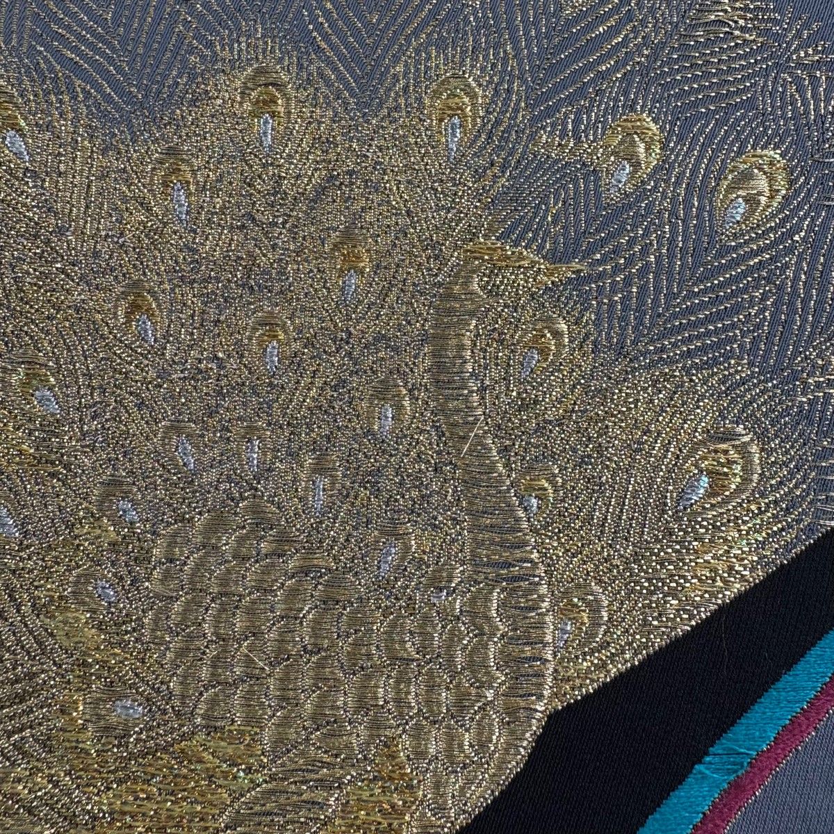 袋帯 秀品 孔雀 草花 金銀糸 箔 黒 六通 正絹 【中古】 - メルカリ