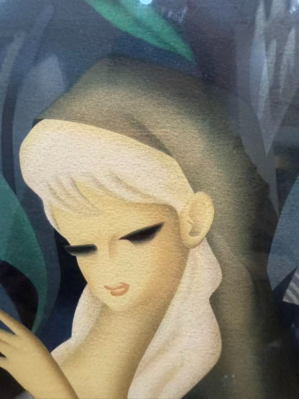 東郷青児「緑陰」リトグラフ（版画）額装 直筆サイン・落款入り - メルカリ