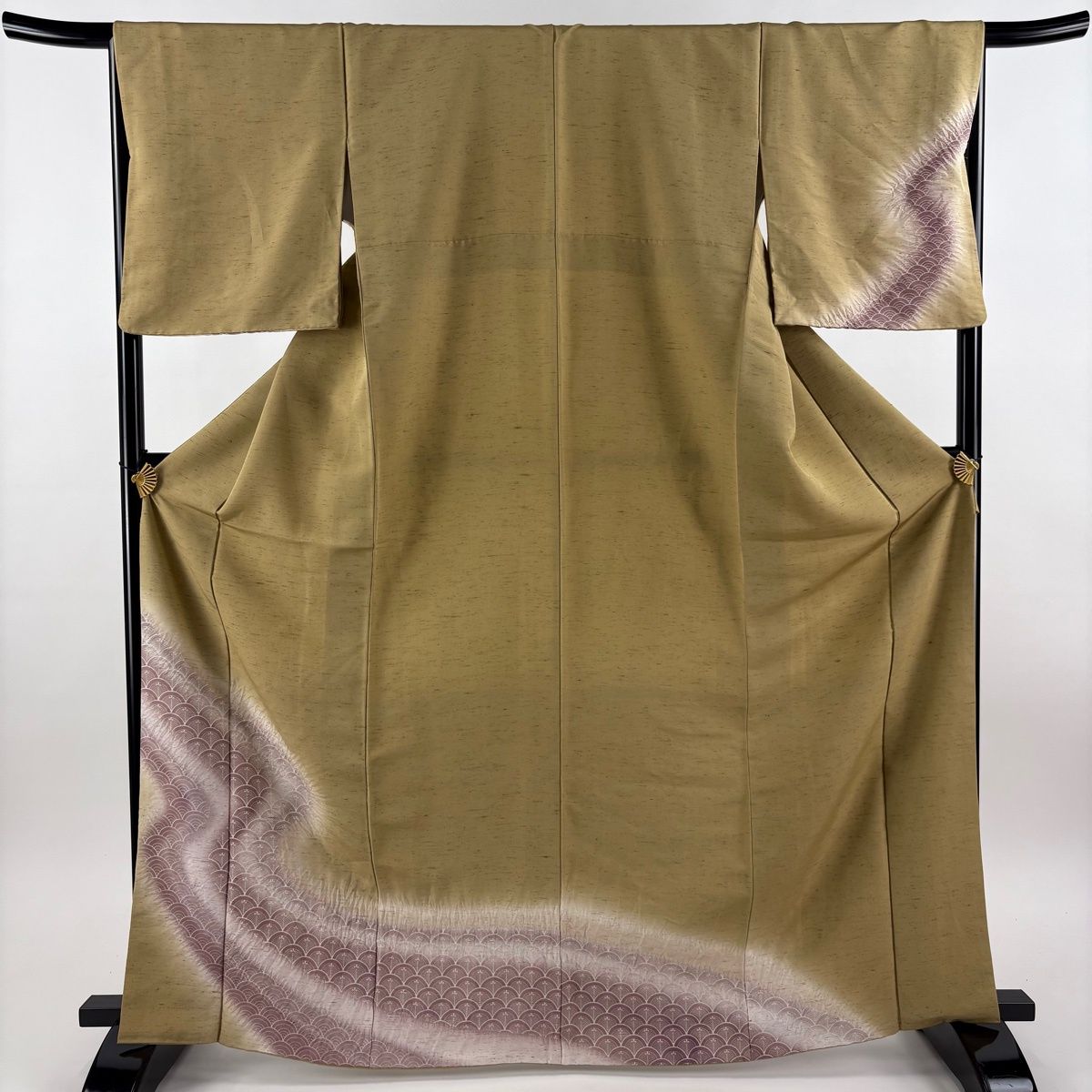 美品】 付下げ 身丈167.5cm 裄丈68cm L 袷 紬地 青海波 絞り ぼかし