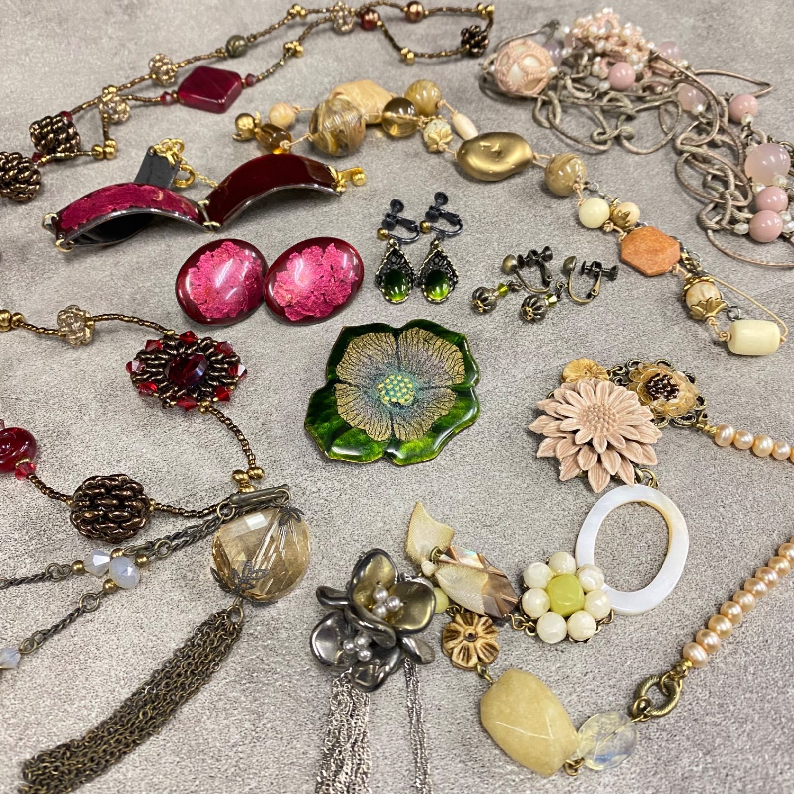 0）☆9【一点もの】ハンドメイド アクセサリー ネックレス イヤリング