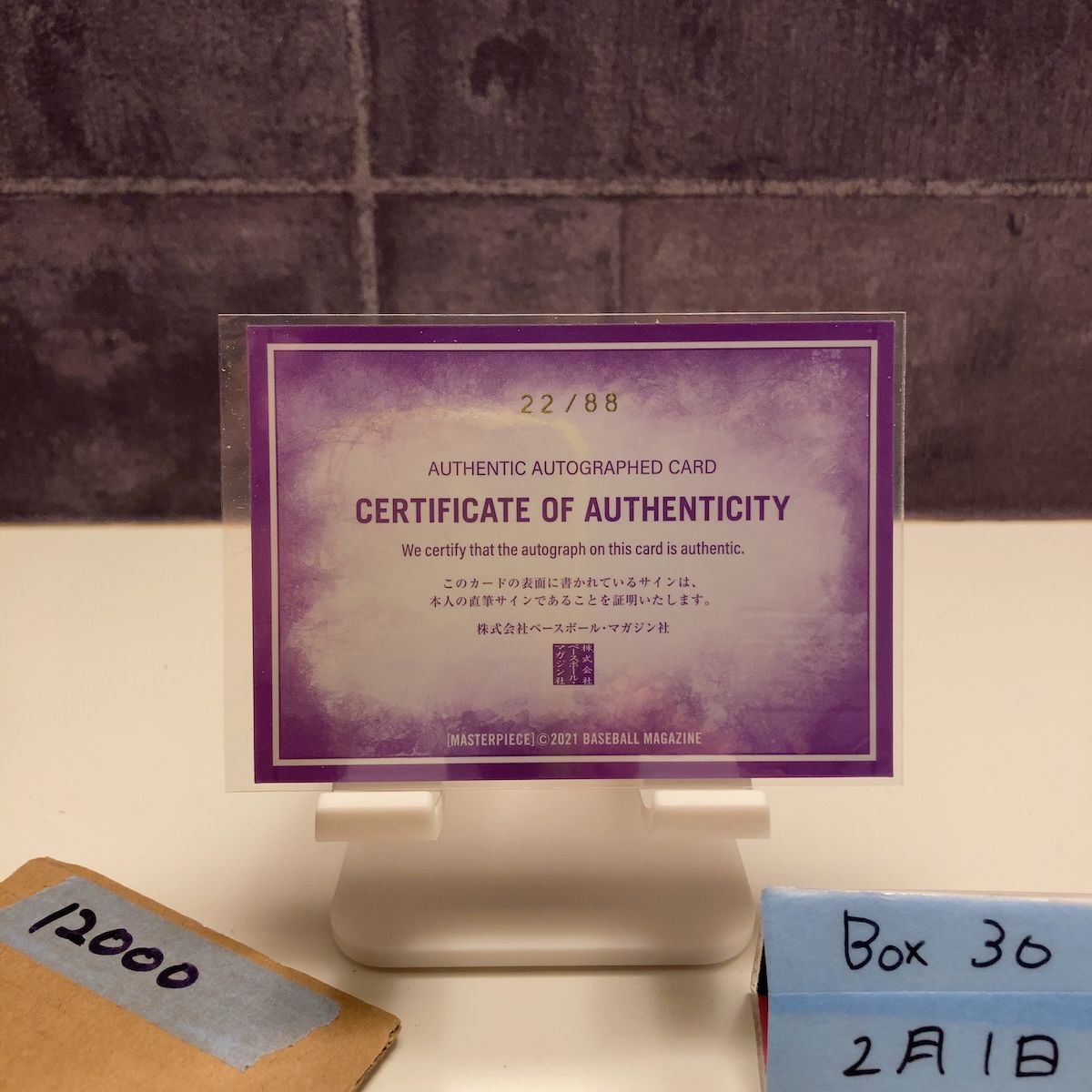 2021 BBM 入江聖奈 22/88 直筆サインカード 日本体育大学 Masterpiece
