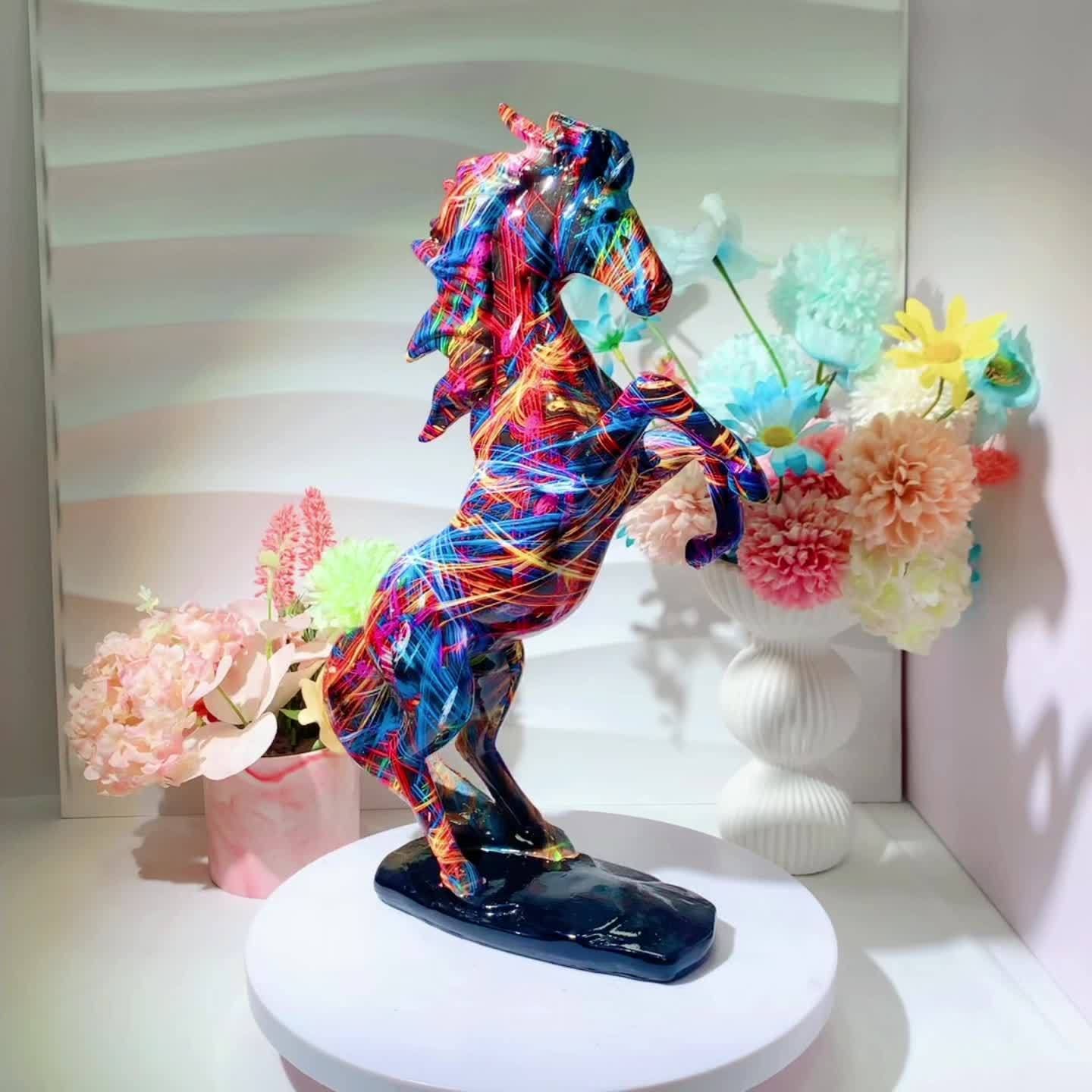 ホース 馬 置物 オブジェ インテリア カラフル デザイン 樹脂製