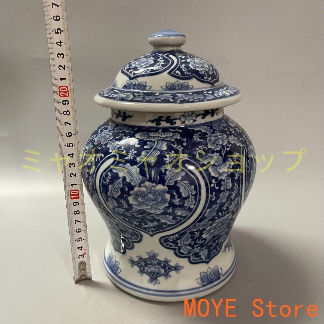 青花磁器喜字将軍缶 景徳鎮 陶磁器装飾品 工芸品 美術品