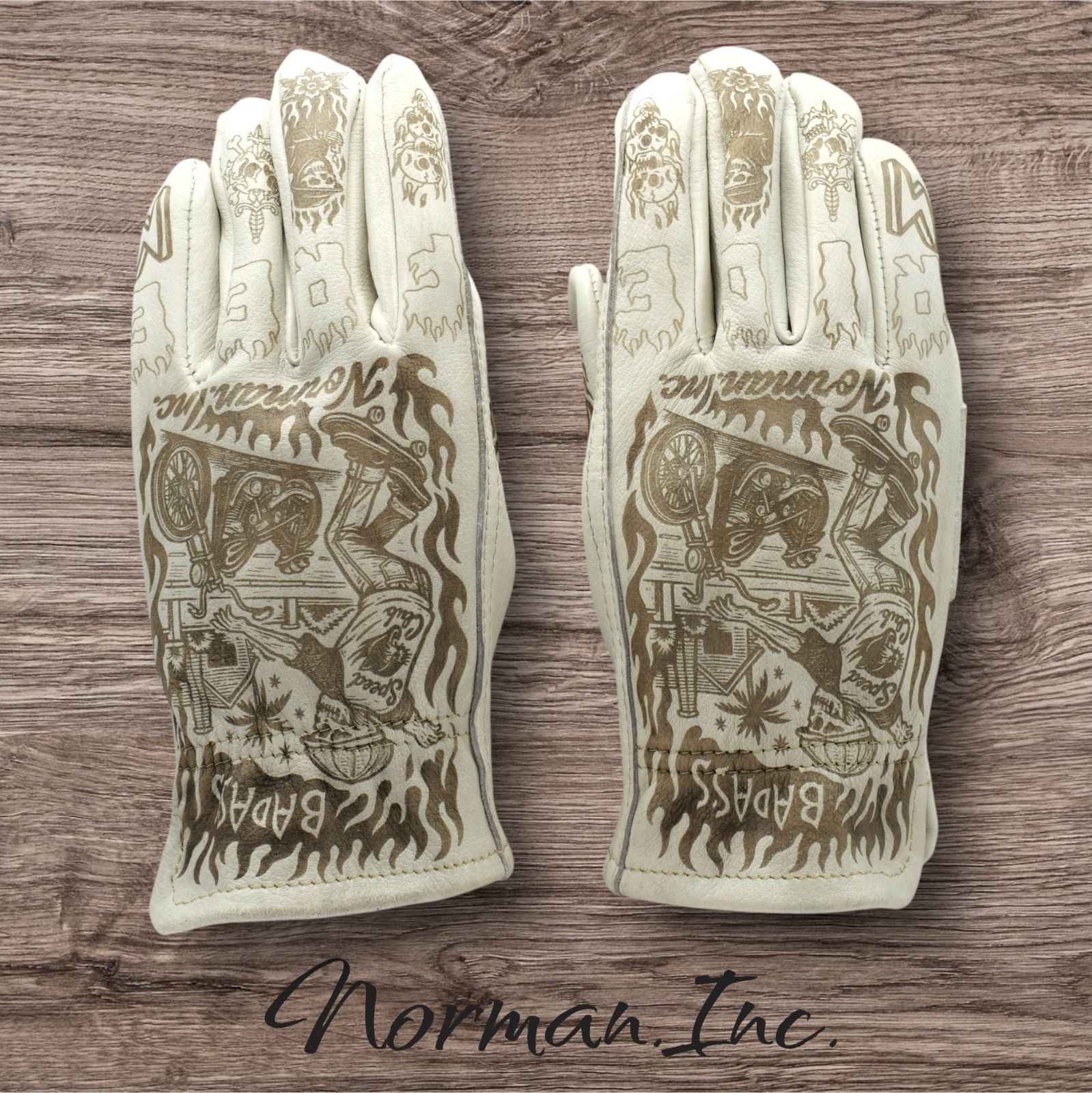 牛革 レザーグローブ ホワイト 白 アメリカン バイク ハーレー