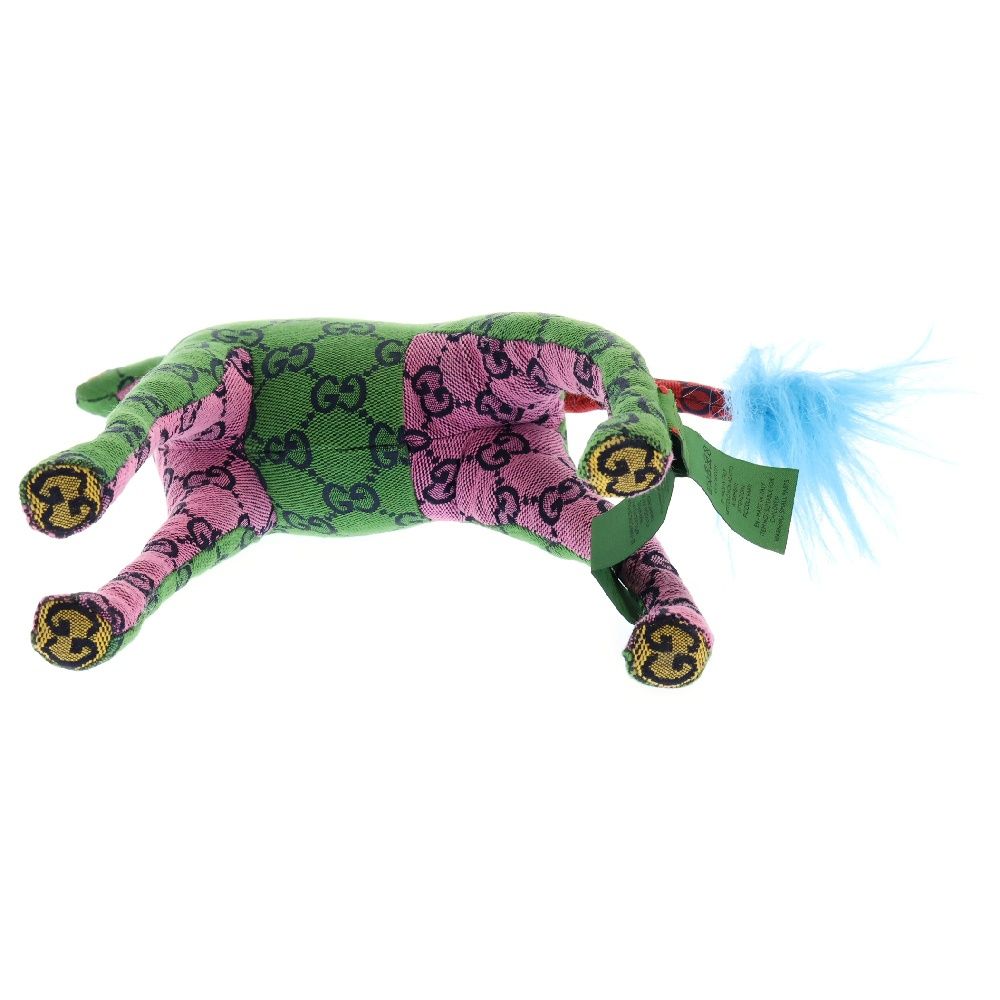 GUCCI (グッチ) デコラティブキリンGG柄ぬいぐるみフィギュア グリーン