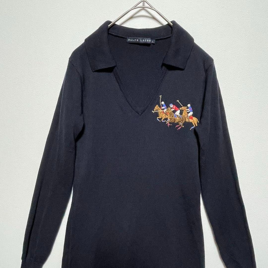 RALPH LAUREN ラルフローレン ニット ワンピース 馬 ホース 刺繍