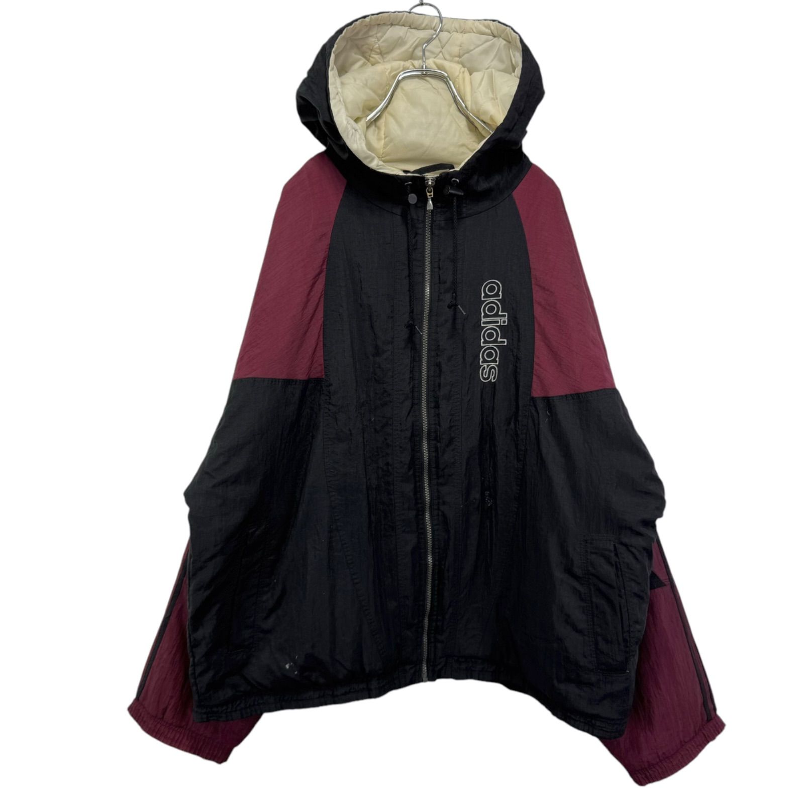 80s vintage adidas Logo Embroidery Padding Nylon Zip-up Jacket