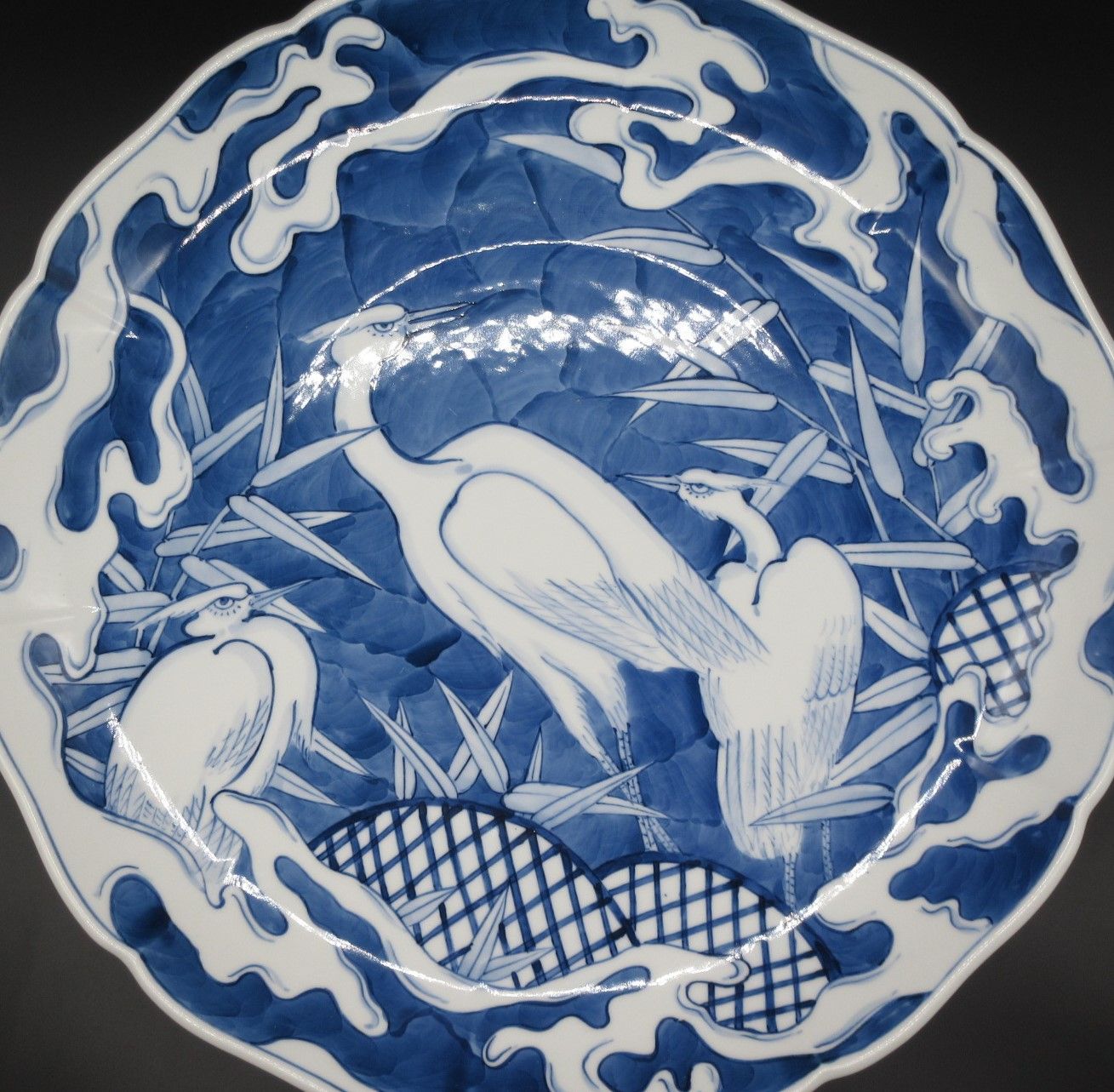 定価250万 有田焼 三尺大皿 神右衛門 染付 松鯉絵 皿立付 特大 定価250