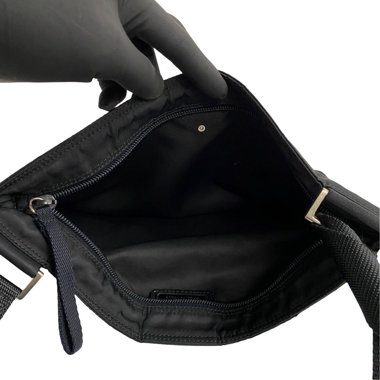 極 美品 PRADA プラダ 三角ロゴ 金具 ナイロン ミニ ショルダーバッグ