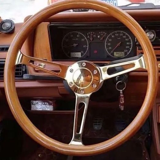 茶色ブラックハンドル本体 無垢材木製ウッド金属3スポークステアリング