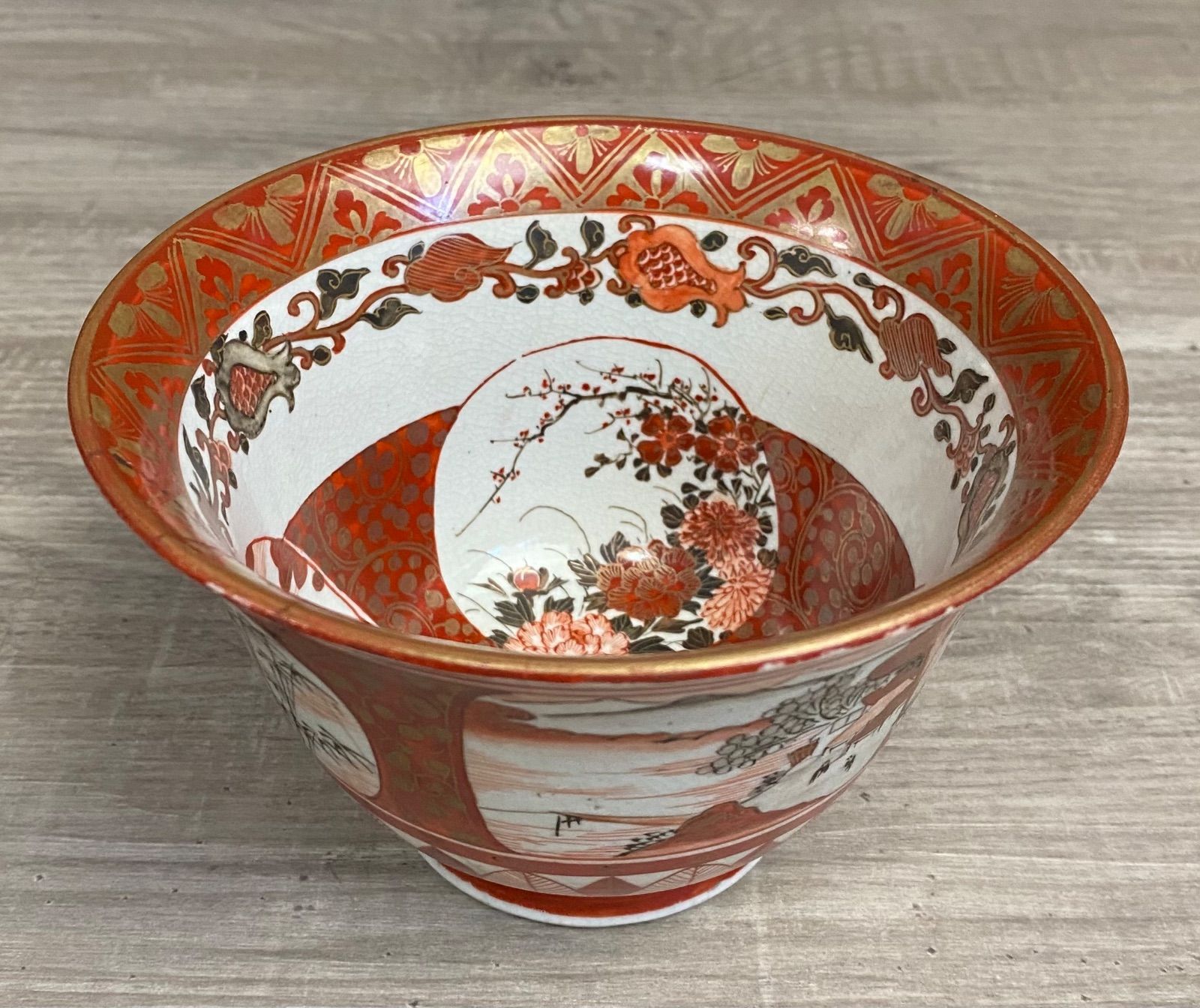 明治初期 九谷焼 赤絵人物画鉢大小 口径約21.5/18.5㎝東Y8-0123① 明治