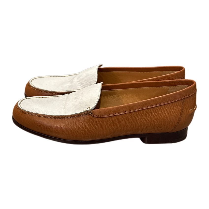 HERMES エルメス レザー モカシン シューズ ローファー ホワイト