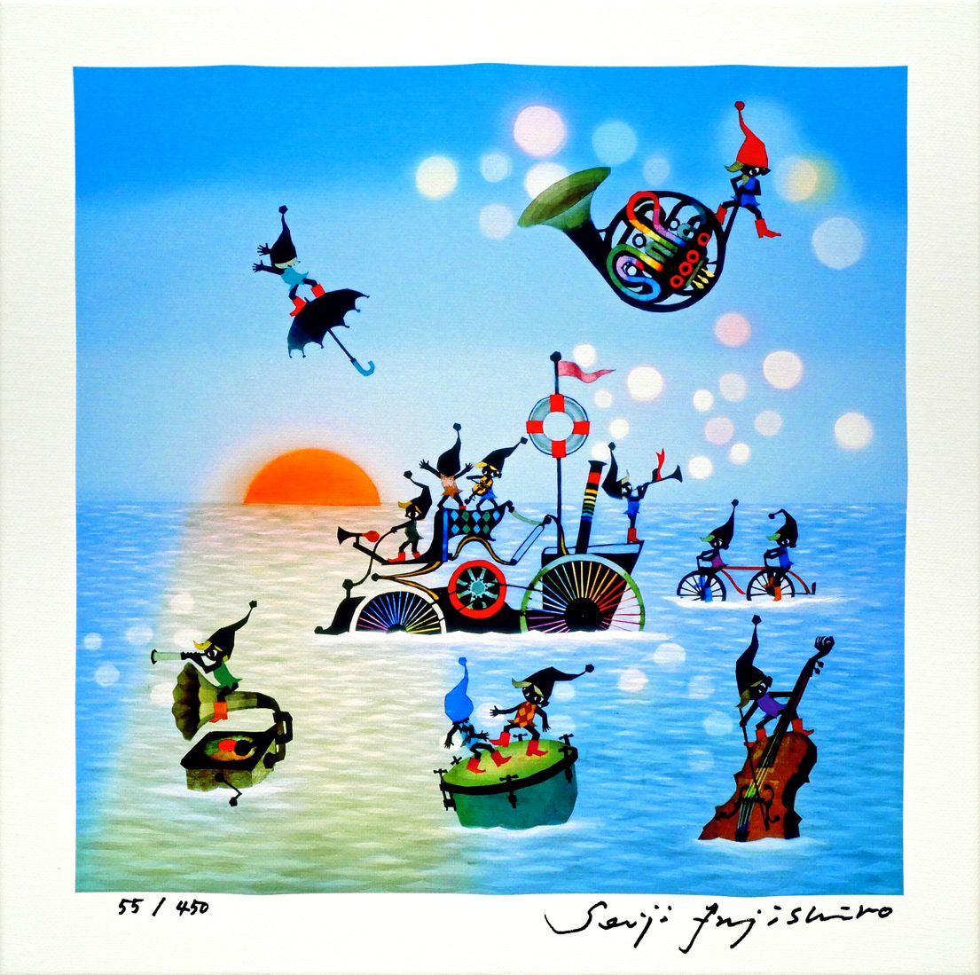 藤城清治 ケロヨン 直筆カラーペン画 藤城清治 ケロヨン 直筆カラー