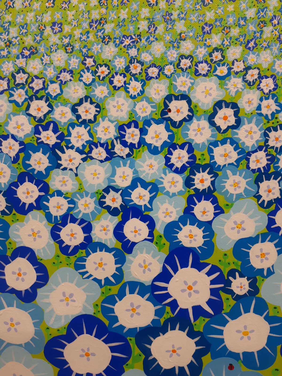 ハッピーネモフィラ畑F20号ハッピー太陽画家小楠アキコ作品