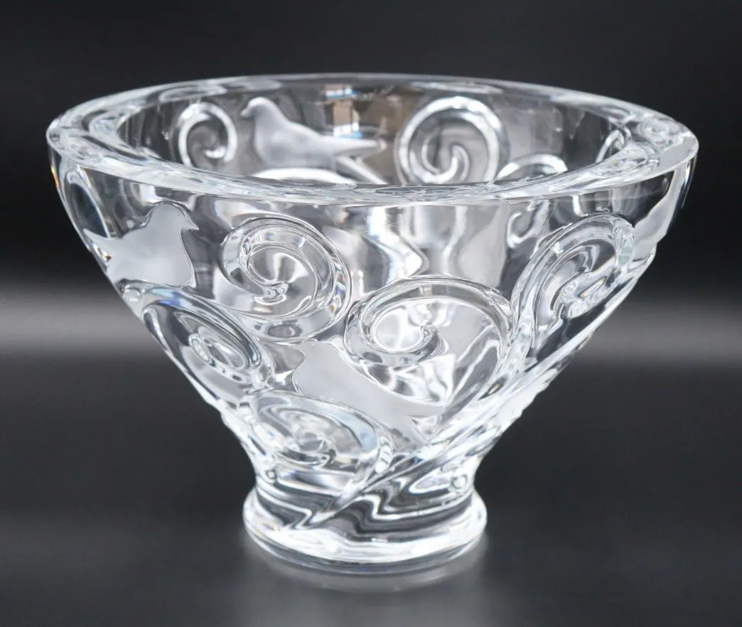 ラリック 花瓶 フラーベース ハト 鳥 箱付き シルヴィー フロステッド