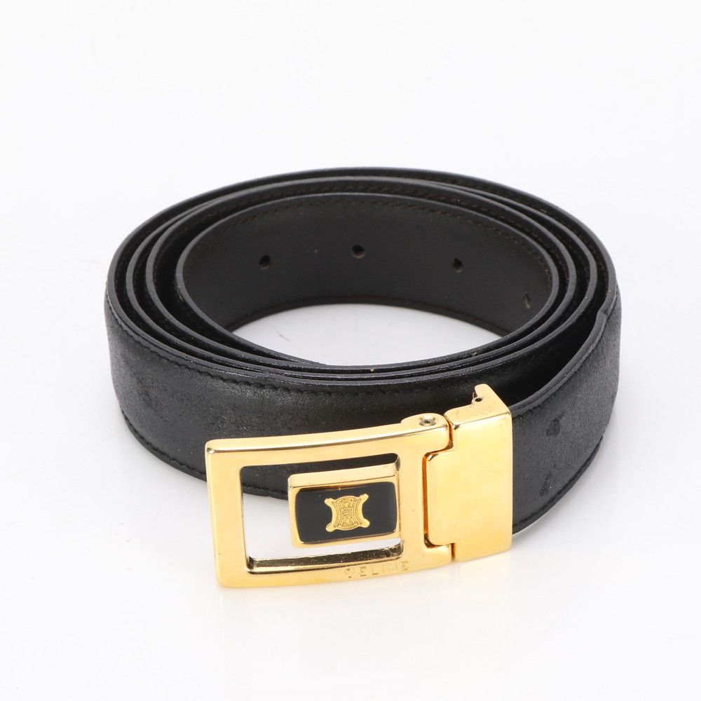 セリーヌ レザー ベルト ブラック 黒 トリオンフ ゴールド バックル