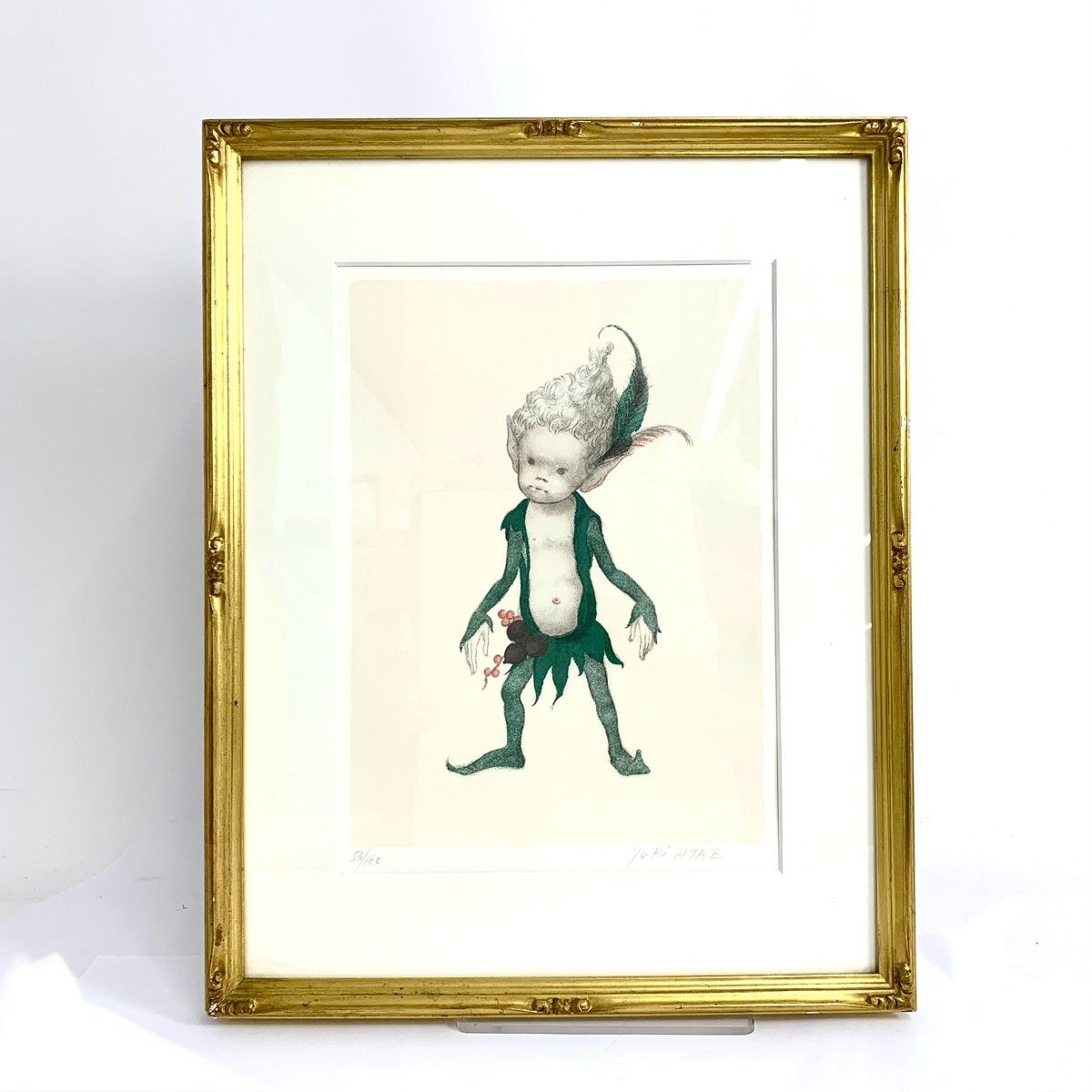 与勇輝 YOKI ATAE 創作人形 「ニングル人形」 リトグラフ 53/160 直筆