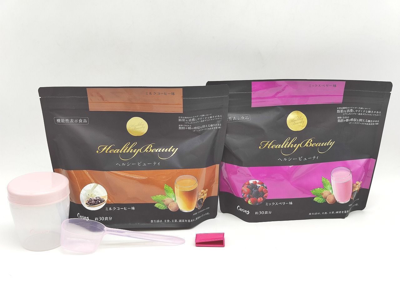 ヘルシービューティー ミックスベリー味とピーチ＆マンゴー味の2袋