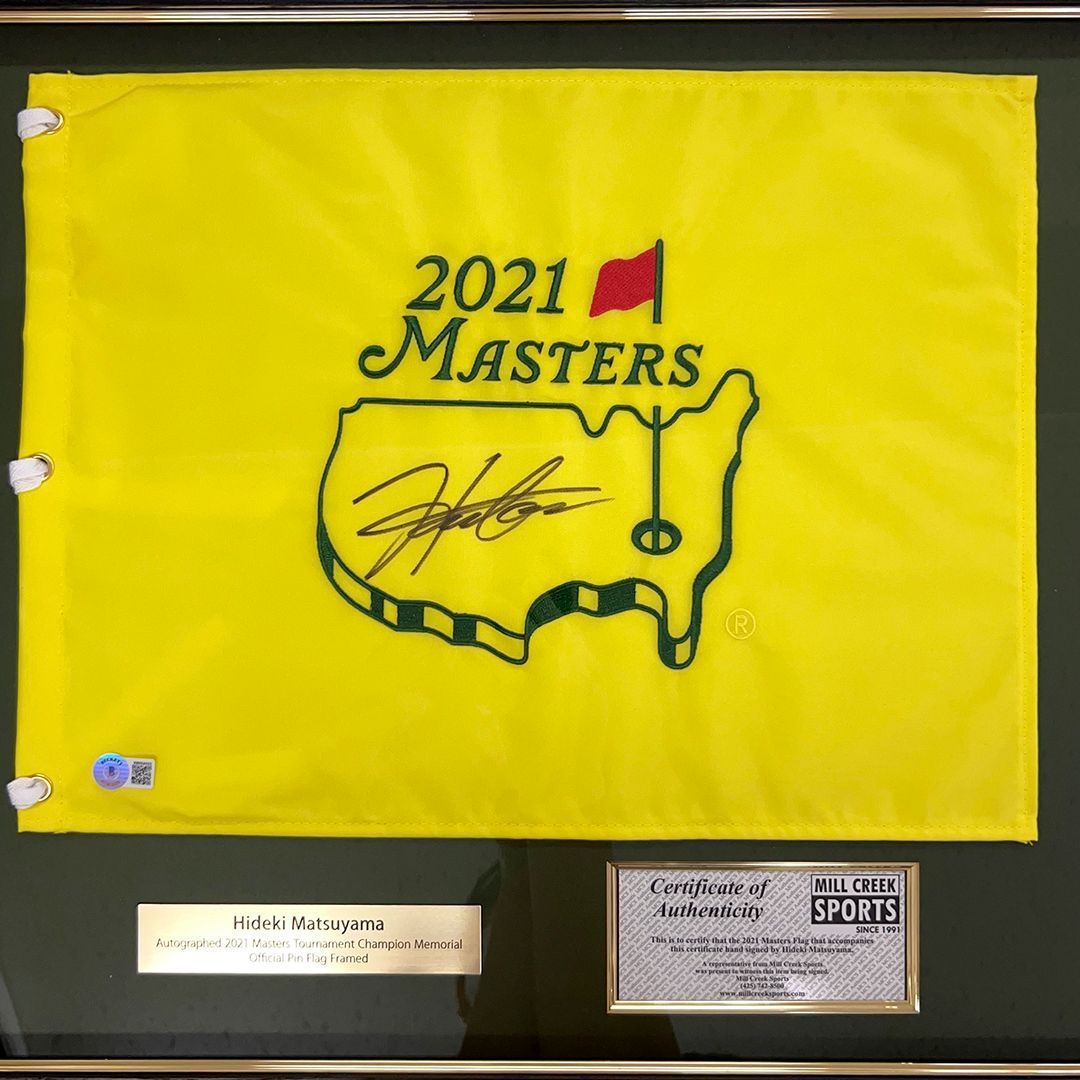 松山英樹プロ 直筆サイン入り 2021年マスターズ優勝記念ピンフラッグ