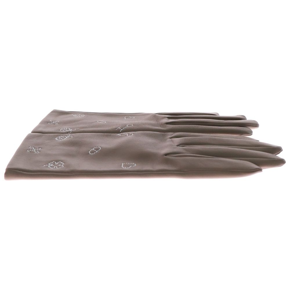 HERMES (エルメス) ラッキーチャーム レザー グローブ 手袋 ブラウン