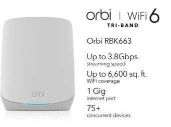 NETGEAR RBK663 - Orbi Mesh WiFi 6 System 3-Pack 3.8Gbp