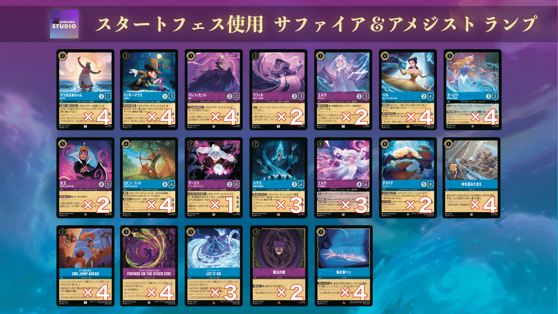 ディズニー ロルカナ】第1弾 サファイア＆アメジスト デッキ解説｜にゃお