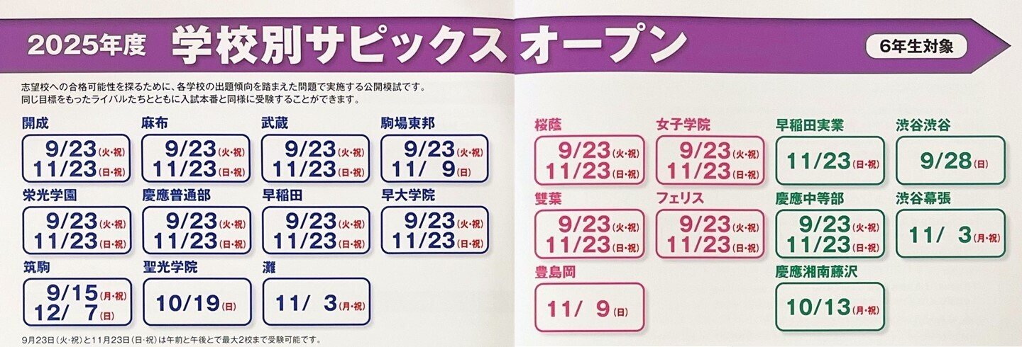 早稲田アカデミー/サピックス他 志望校別模試 開成中 計8回 2025年受験