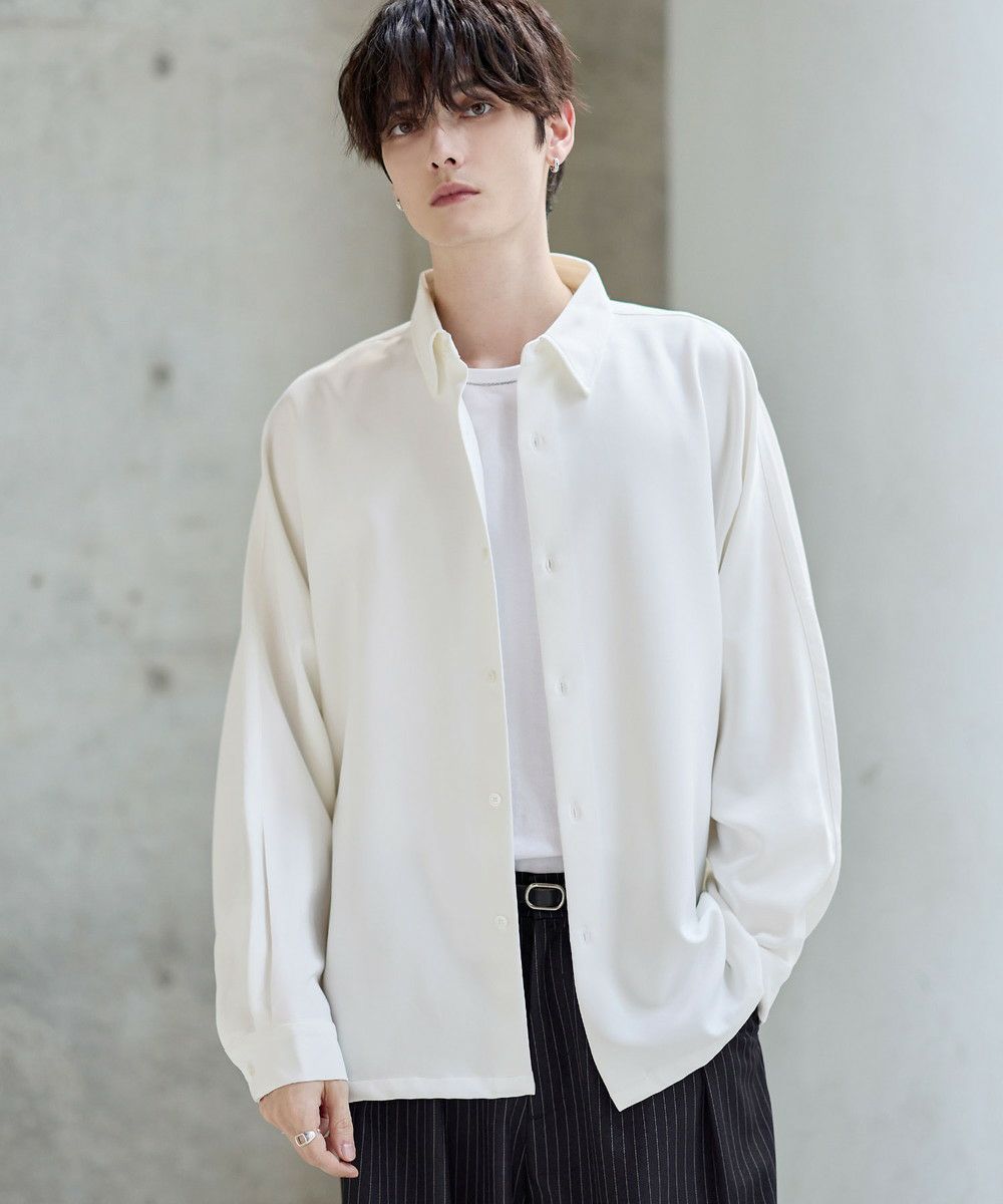 リッチドレープスムースビッグシルエットドルマン長袖シャツ TPU/総柄